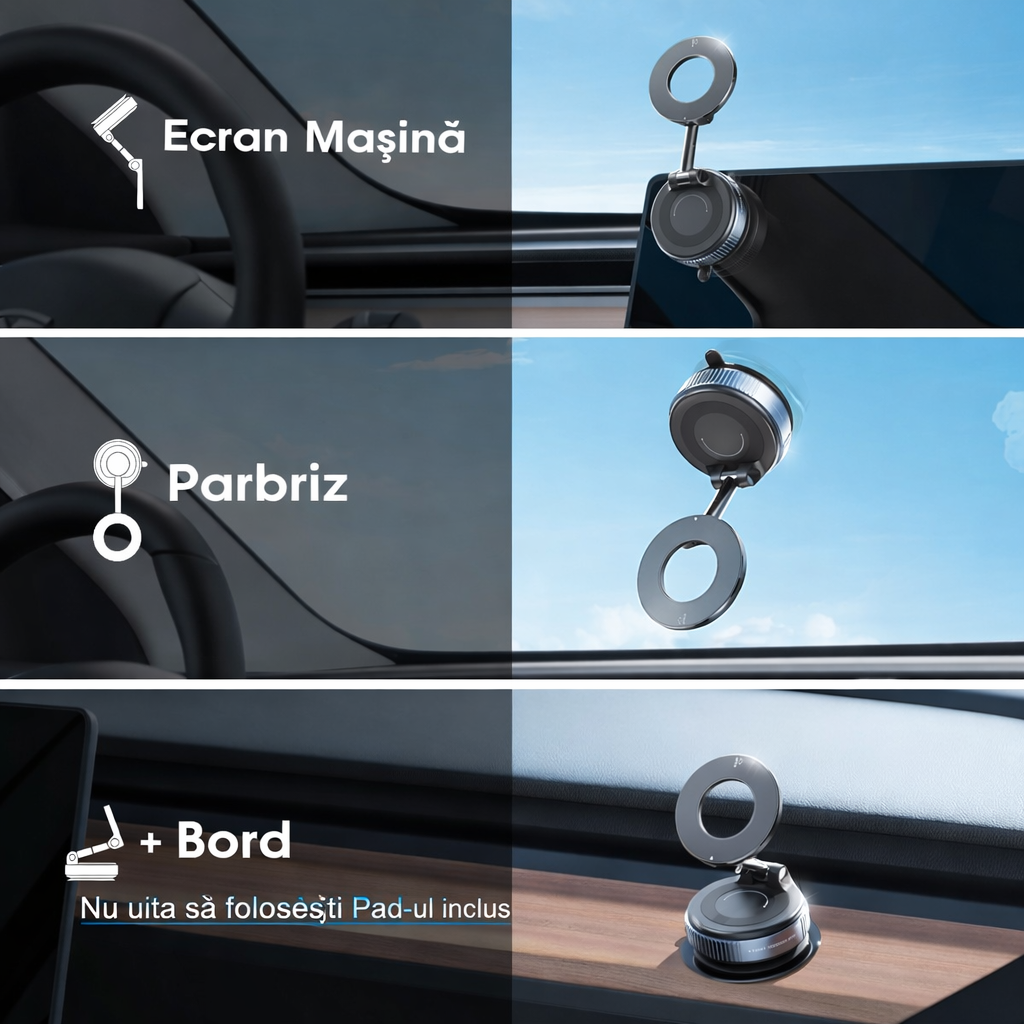 Suport Magnetic Auto 360°- Fixare instanta